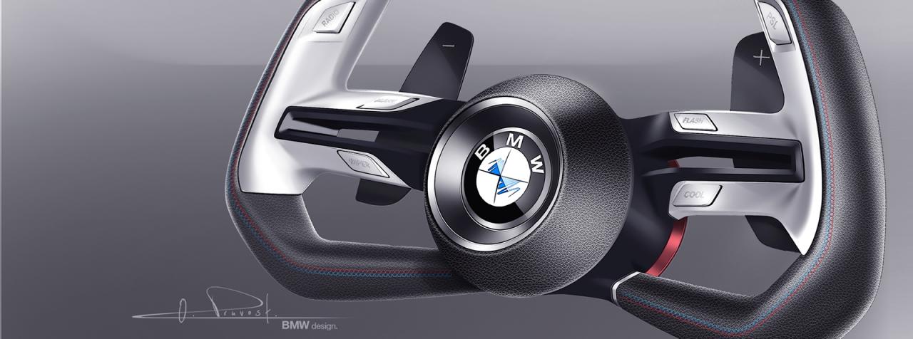 BMW тизер концептов с изображением руля-штурвала
