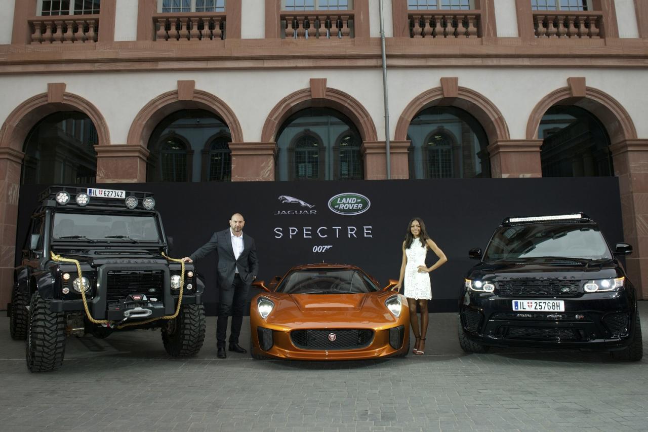 Jaguar C-X75, Range Rover Sport SVR и Land Rover Defender из фильма Спектр
