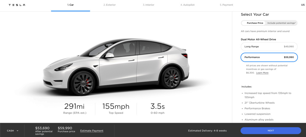 Tesla снизила стоимость электрического кроссовера Model Y на $3000