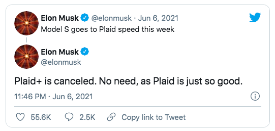 Илон Маск заявил, что Tesla официально отменила выпуск Model S Plaid Plus